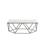 Журнальный столик Авалон 122*66 серый мрамор сталь темный хром