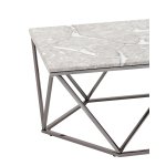 Журнальный столик Авалон 122*66 серый мрамор сталь темный хром