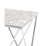 Журнальный столик Авалон 61*61 серый мрамор сталь серебро
