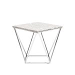 Журнальный столик Авалон 61*61 серый мрамор сталь серебро