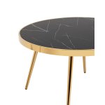 Журнальный столик Гелиос 80*80 стекло черный мрамор сталь золото