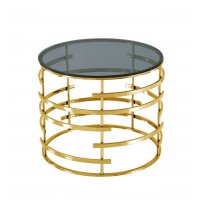 Журнальный столик Инфлюэнс 60*60 стекло smoke сталь золото