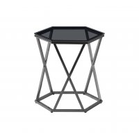 Журнальный столик Круз 48*42 стекло smoke сталь темный хром