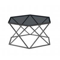 Журнальный столик Круз 93*80 стекло smoke сталь темный хром