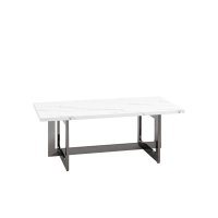 Журнальный столик Нэйтан 122*61 белый мрамор сталь темный хром