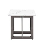 Журнальный столик Нэйтан 61*61 белый мрамор сталь темный хром