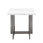 Журнальный столик Нэйтан 61*61 белый мрамор сталь темный хром