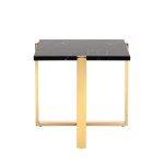 Журнальный столик Тоби 61*61 черный мрамор сталь золото