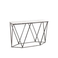 Консоль Авалон 122*41 серый мрамор сталь темный хром