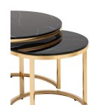 Набор журнальных столиков Селена 60 и 45 см стекло черный мрамор сталь золото