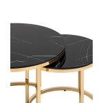 Набор журнальных столиков Селена 60 и 45 см стекло черный мрамор сталь золото