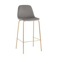 Стул барный Валенсия SN велюр серый золотые ножки
