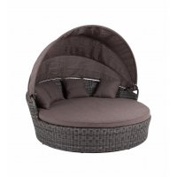 Стильяно плетеная кровать круглая, цвет графит