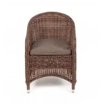 Равенна плетеное кресло из искусственного ротанга, цвет коричневый с серой подушкой