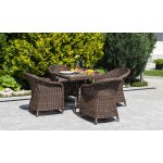 Равенна плетеное кресло из искусственного ротанга, цвет коричневый с серой подушкой