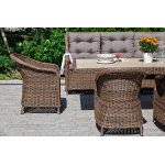 Равенна плетеное кресло из искусственного ротанга, цвет коричневый с серой подушкой