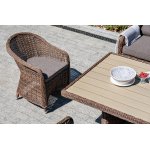 Равенна плетеное кресло из искусственного ротанга, цвет коричневый с серой подушкой