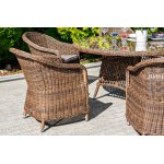 Равенна плетеное кресло из искусственного ротанга, цвет коричневый с серой подушкой