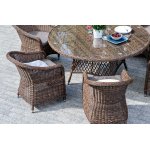 Равенна плетеное кресло из искусственного ротанга, цвет коричневый с серой подушкой