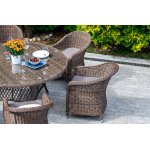 Равенна плетеное кресло из искусственного ротанга, цвет коричневый с серой подушкой