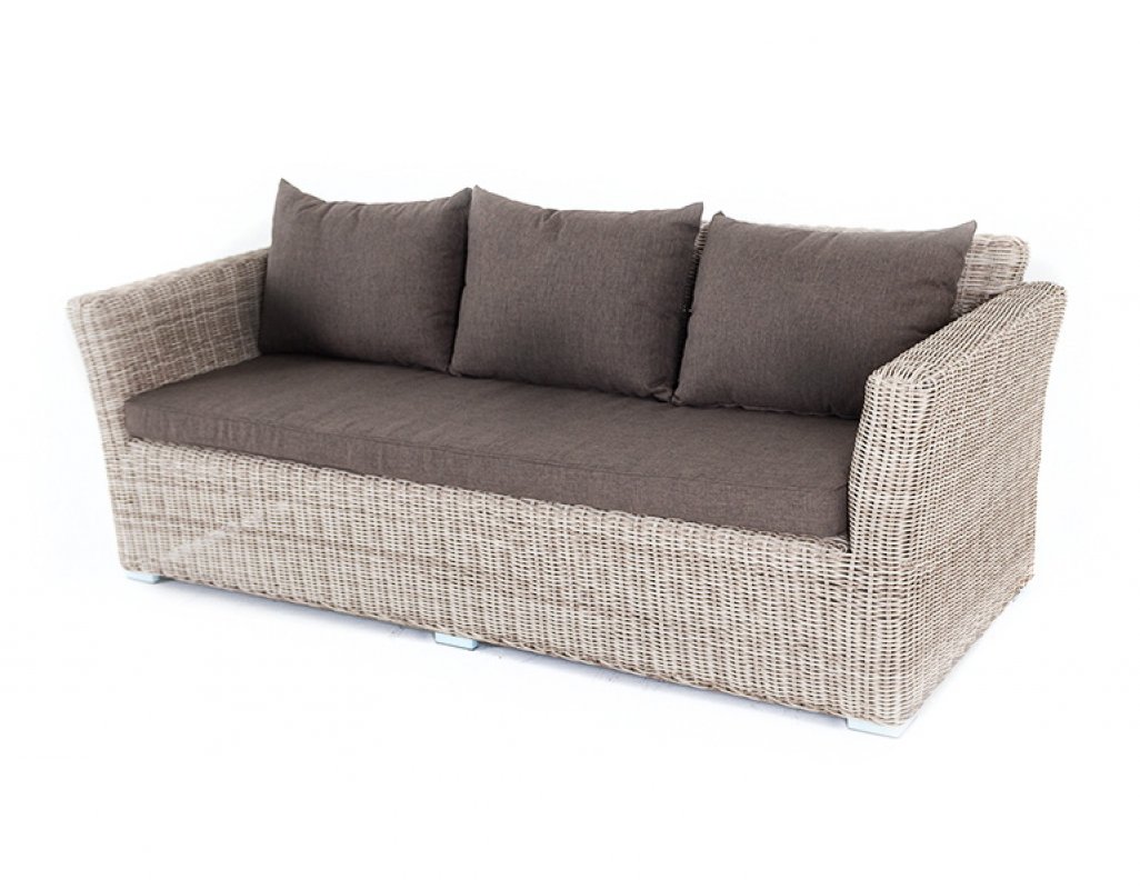 Капучино диван из искусственного ротанга трехместный, цвет бежевый