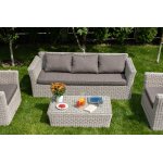 Капучино диван из искусственного ротанга трехместный, цвет бежевый