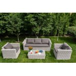 Капучино диван из искусственного ротанга трехместный, цвет бежевый