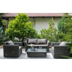 Капучино диван из искусственного ротанга двухместный, цвет графит