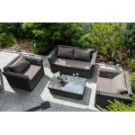 Капучино диван из искусственного ротанга двухместный, цвет графит