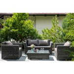 Капучино диван из искусственного ротанга двухместный, цвет графит