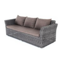 Капучино диван из искусственного ротанга трехместный, цвет графит