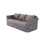 Капучино диван из искусственного ротанга трехместный, цвет графит