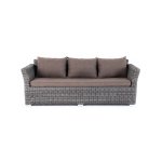 Капучино диван из искусственного ротанга трехместный, цвет графит