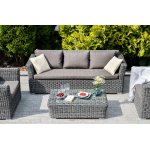 Капучино диван из искусственного ротанга трехместный, цвет графит