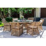 Эспрессо плетеный круглый стол, диаметр 150 см, цвет соломенный