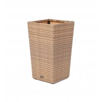Капучино кашпо для цветов плетеное из искусственного ротанга, цвет соломенный