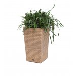 Капучино кашпо для цветов плетеное из искусственного ротанга, цвет соломенный