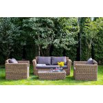 Капучино диван из искусственного ротанга (гиацинт) двухместный, цвет соломенный