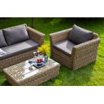 Капучино диван из искусственного ротанга (гиацинт) двухместный, цвет соломенный