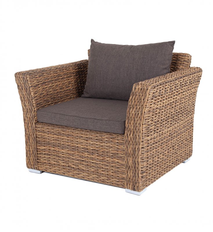 Капучино кресло из искусственного ротанга (гиацинт), цвет соломенный