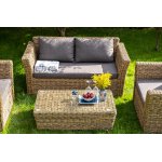 Капучино журнальный столик из искусственного ротанга (гиацинт), цвет соломенный