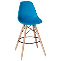Стул барный LMZL-PP623G (ножки светлый бук, цвет сиденья голубой)
