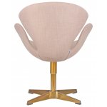 Кресло дизайнерское DOBRIN SWAN (бежевая ткань IF1, золотое основание)