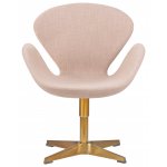 Кресло дизайнерское DOBRIN SWAN (бежевая ткань IF1, золотое основание)
