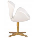 Кресло дизайнерское DOBRIN SWAN (белый кожзам P23, золотое основание)