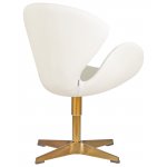 Кресло дизайнерское DOBRIN SWAN (белый кожзам P23, золотое основание)