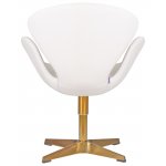 Кресло дизайнерское DOBRIN SWAN (белый кожзам P23, золотое основание)
