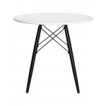 Стол обеденный DOBRIN CHELSEA`80 BLACK (столешница белая, основание черное)