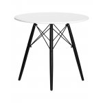 Стол обеденный DOBRIN CHELSEA`80 BLACK (столешница белая, основание черное)