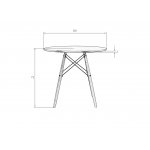 Стол обеденный DOBRIN CHELSEA`80 BLACK (столешница белая, основание черное)